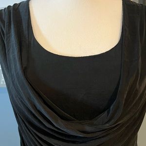 Black ruched dress. size L but runs small & fits more like a M